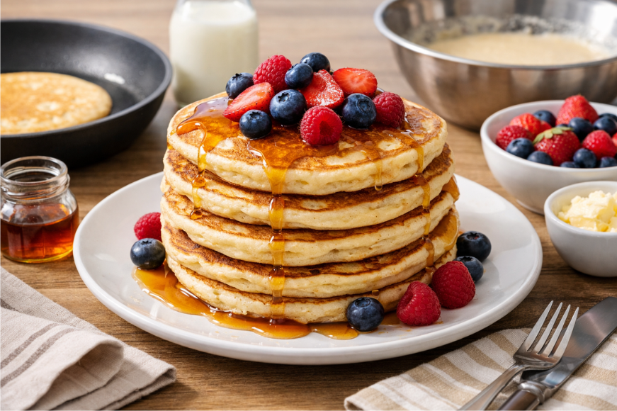 Αφράτα pancakes με σιρόπι.