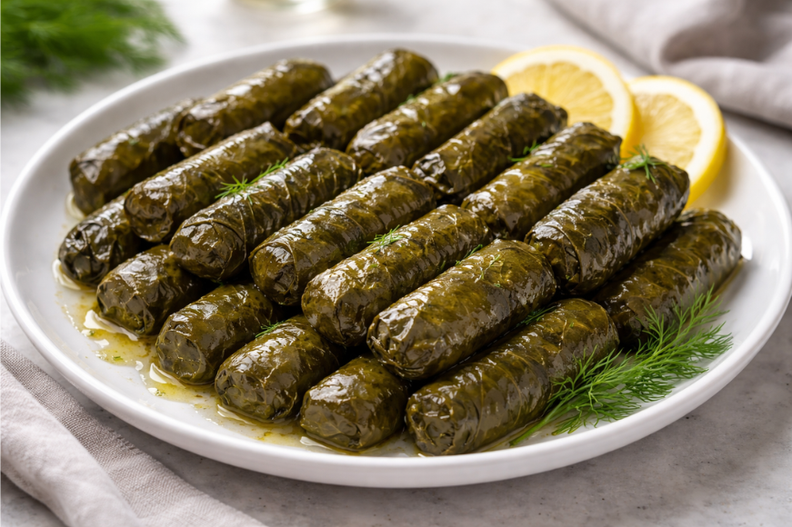 Ντολμαδάκια γιαλαντζί με λεμόνι