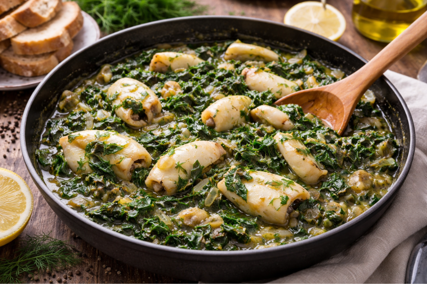 Σουπιές με σπανάκι