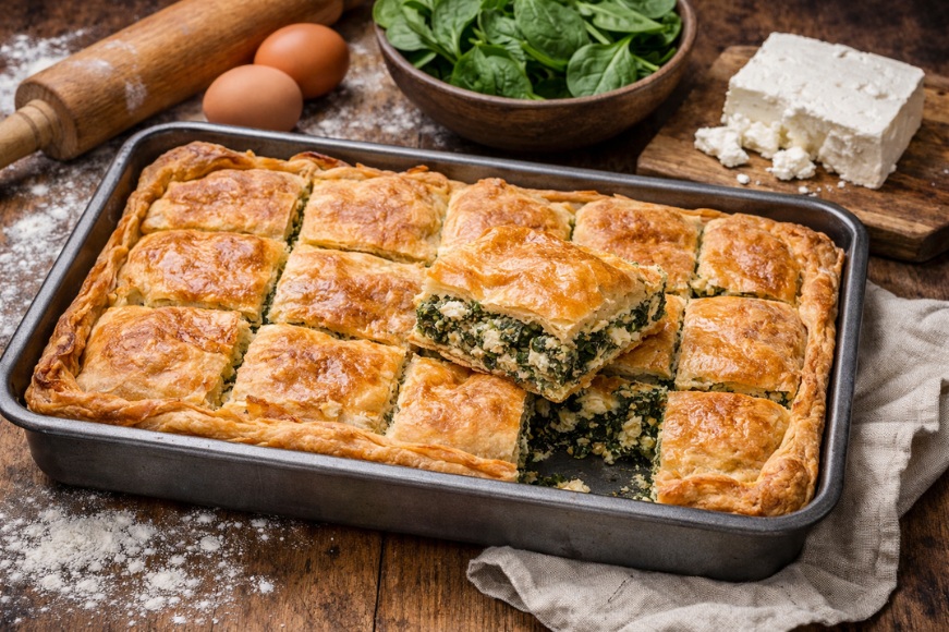 Σπανακοτυρόπιτα με σπιτικό φύλλο