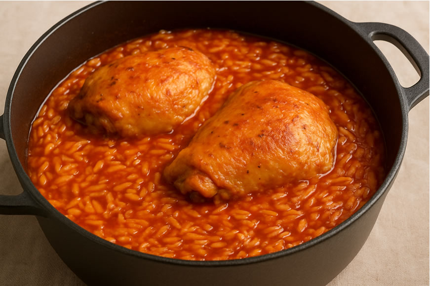 Κοτόπουλο γιουβέτσι μαγειρεμένο σε βαθιά αντικολλητική κατσαρόλα 28 εκ., ιδανική για παραδοσιακές ελληνικές συνταγές
