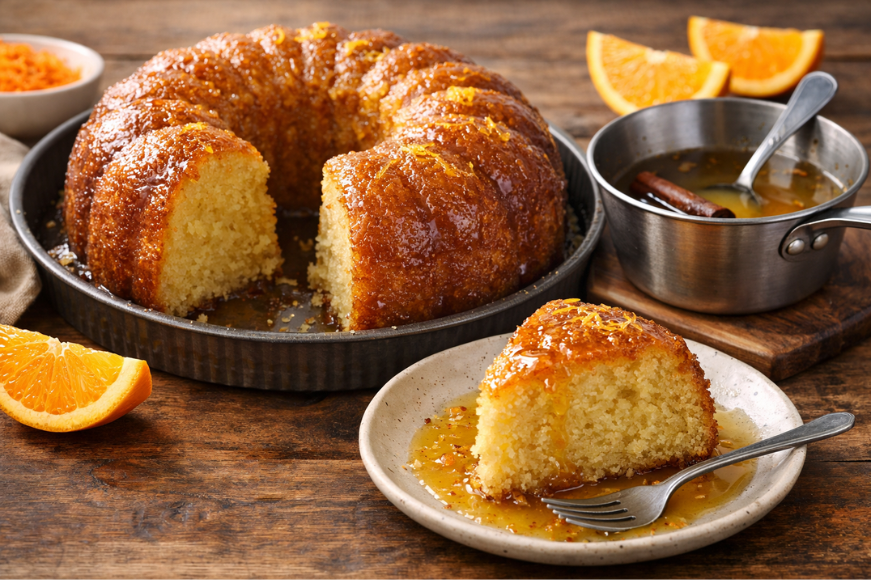 Νηστίσιμο κέικ πορτοκαλιού σιροπιαστό, αφράτο και ζουμερό