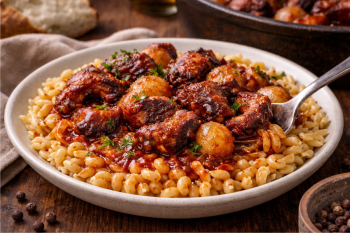 Χταπόδι στιφάδο με κοφτό μακαρονάκι