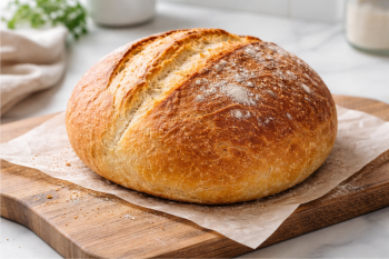 Σπιτικό ψωμί φούρνου με τραγανή κόρα και αφράτη ψίχα