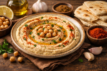 Χούμους με ελαιόλαδο και ρεβίθια