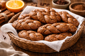 Μουστοκούλουρα με πετιμέζι σε πλεξούδες,