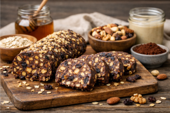 Κορμός ψυγείου με ταχίνι, δημητριακά, ξηρούς καρπούς και σταφίδες